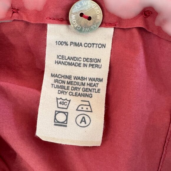 AS WE GROW - SLEEVELESS BUTTONED DOWN DRESS  - 100% COTTON - DARK PINK - Picture 4 of 4